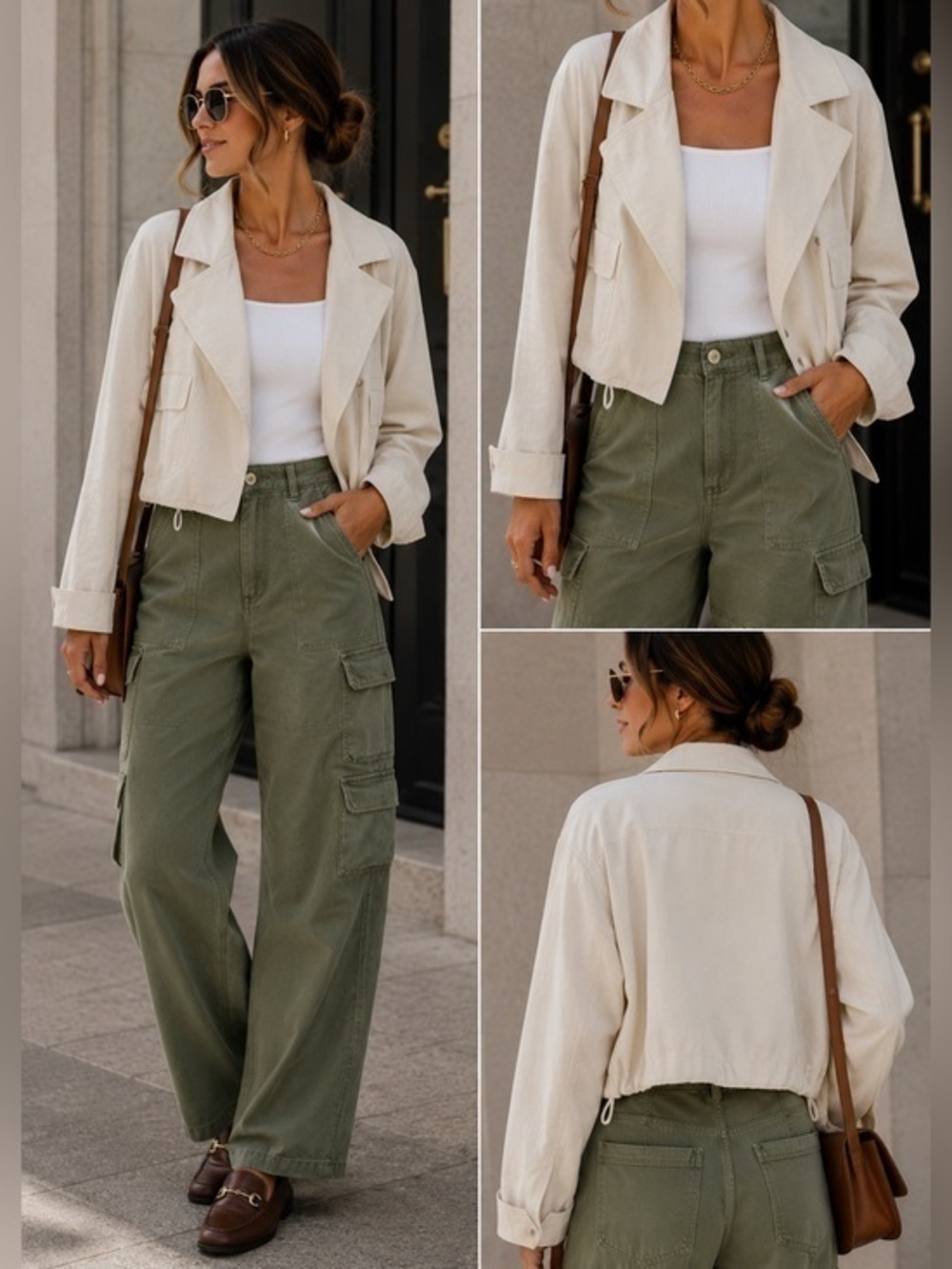 Few Moda New York Cotton Military Jacket NWOT LARGE Cream